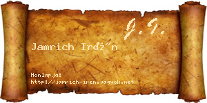 Jamrich Irén névjegykártya